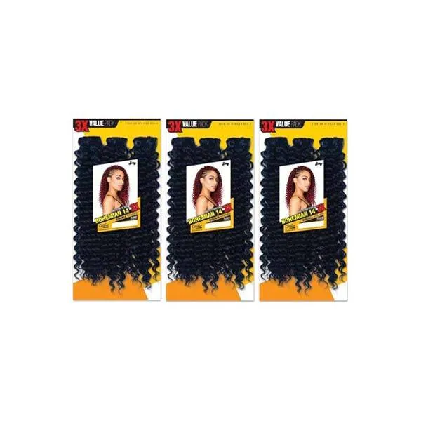 [3 Pack Deal] Zury Sis Premium African Synthetic Crochet Braid - 3X BOHEMIAN 14"