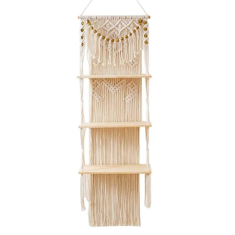 3-Tier Floating Macrame Wall Hanging Shelf