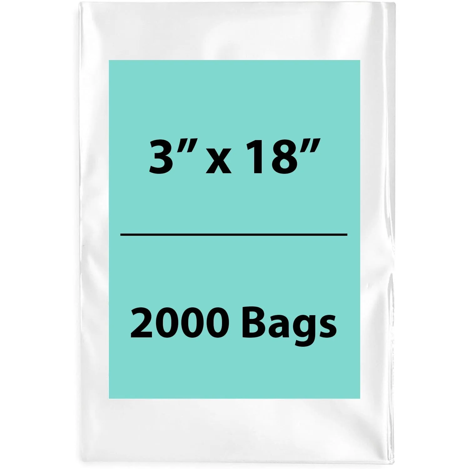 3X18 inches Clear Flat Poly Bags 2Mil Open Top (LDPE)