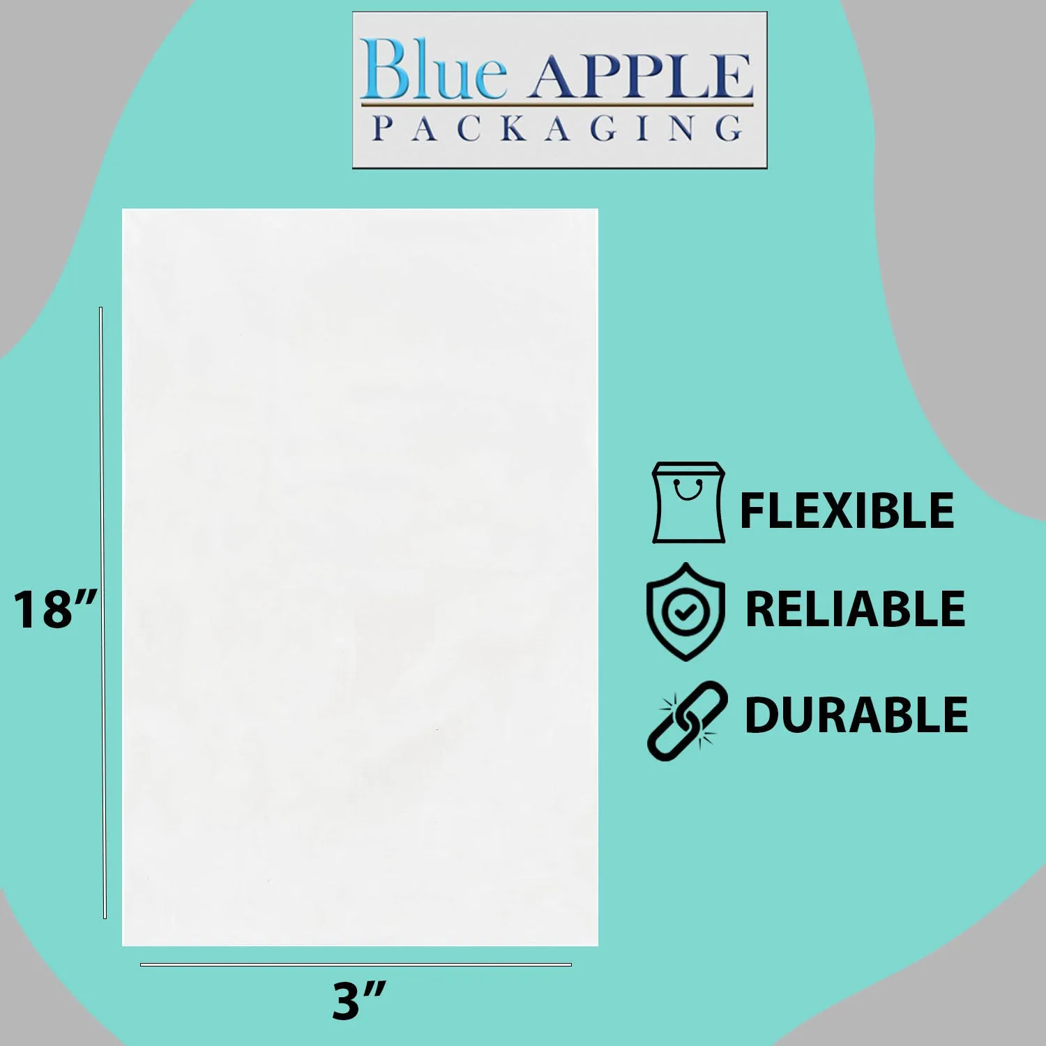 3X18 inches Clear Flat Poly Bags 2Mil Open Top (LDPE)