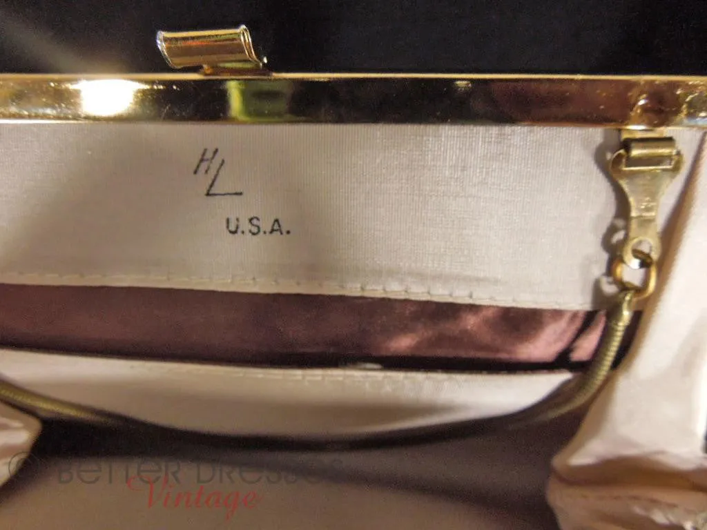 50s Evening Bag in Shimmery Gold Fabric