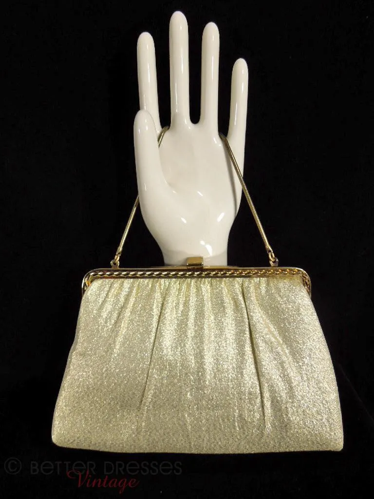 50s Evening Bag in Shimmery Gold Fabric