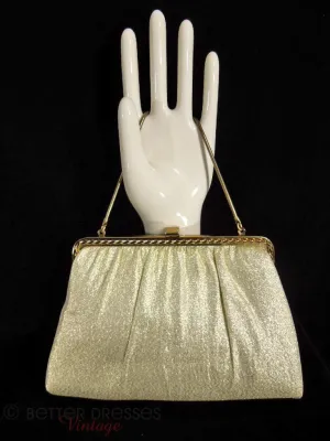 50s Evening Bag in Shimmery Gold Fabric