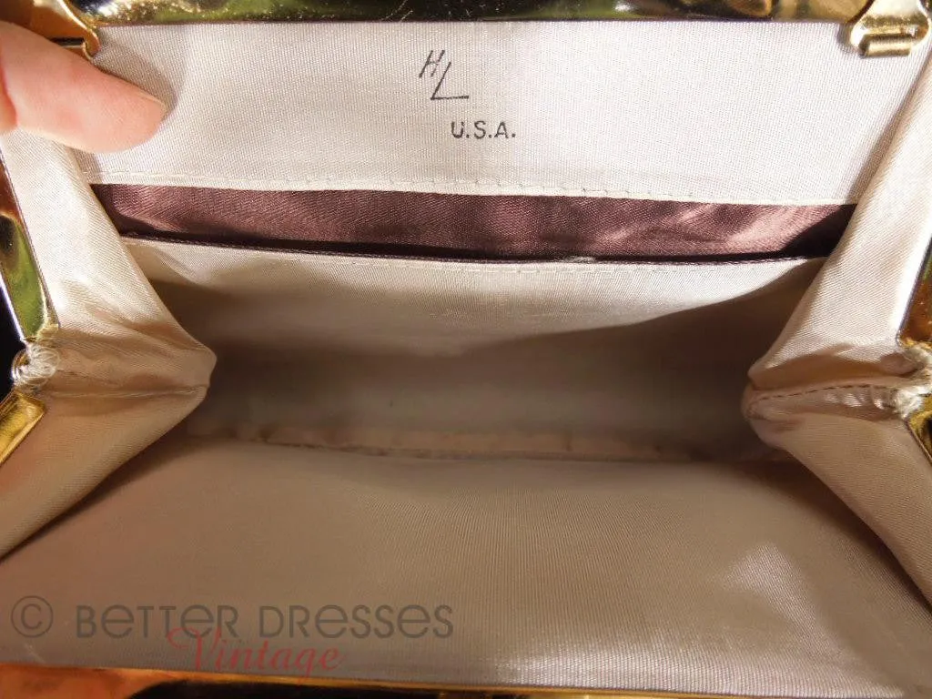 50s Evening Bag in Shimmery Gold Fabric