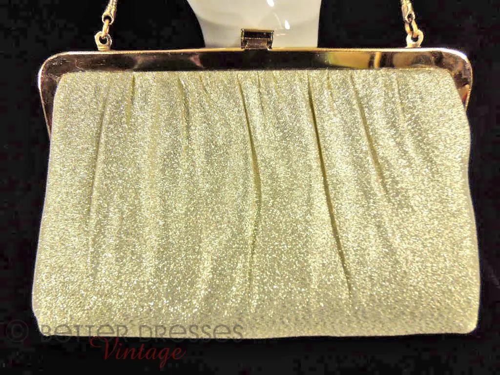 50s Evening Bag in Shimmery Gold Fabric