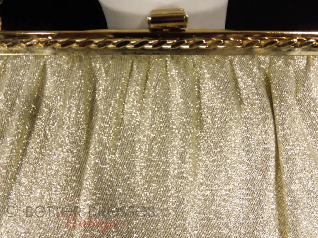 50s Evening Bag in Shimmery Gold Fabric