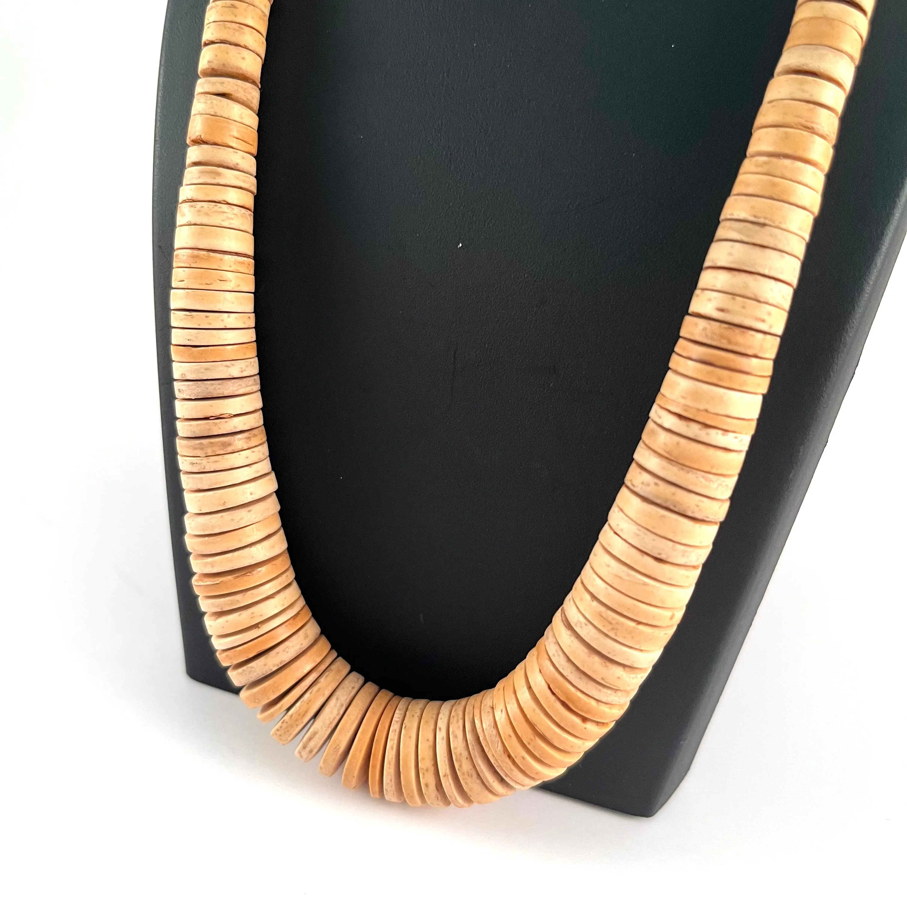 50s Wooden Coin Bead Necklace
