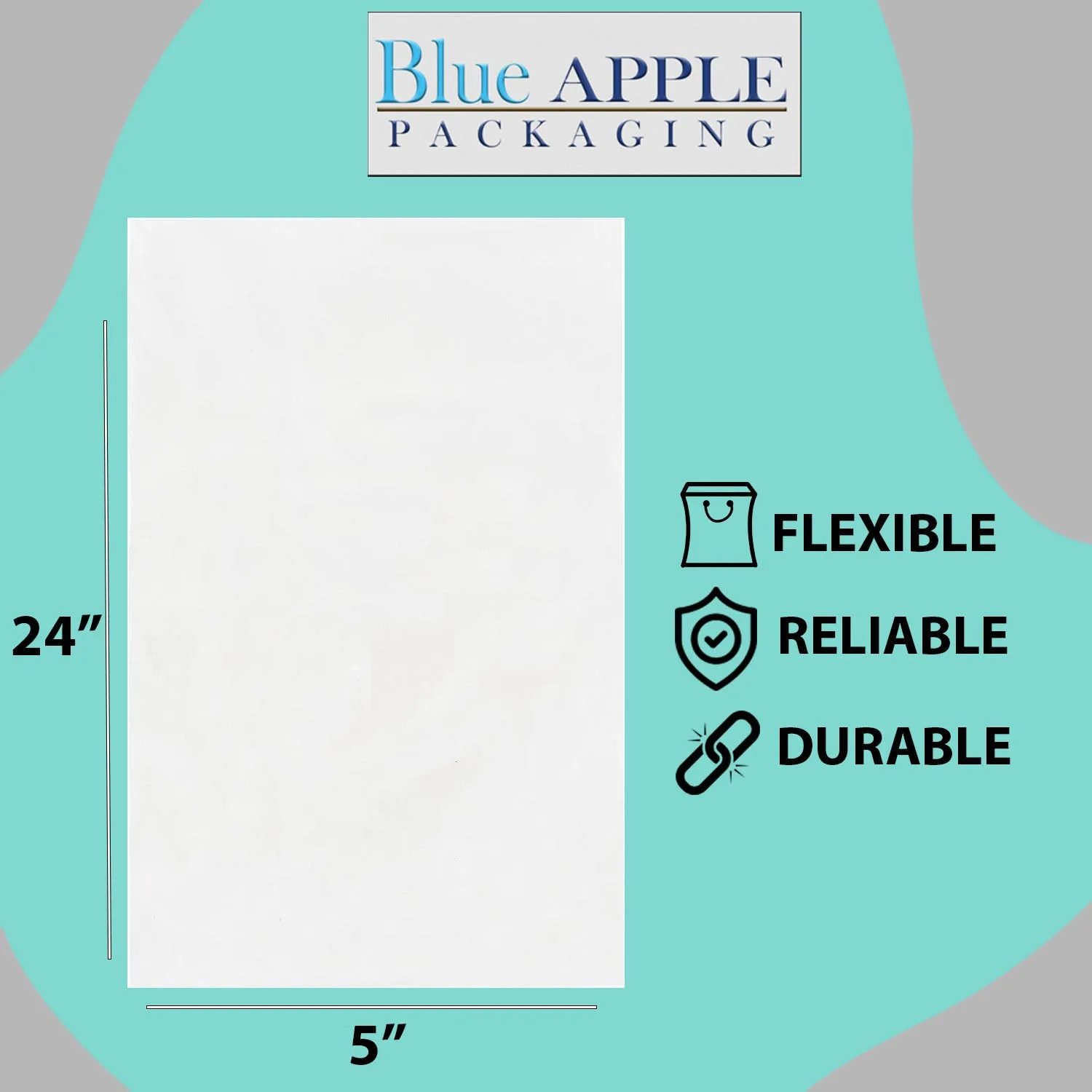 5X24 inches Clear Flat Poly Bags 2Mil Open Top (LDPE)