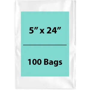 5X24 inches Clear Flat Poly Bags 2Mil Open Top (LDPE)