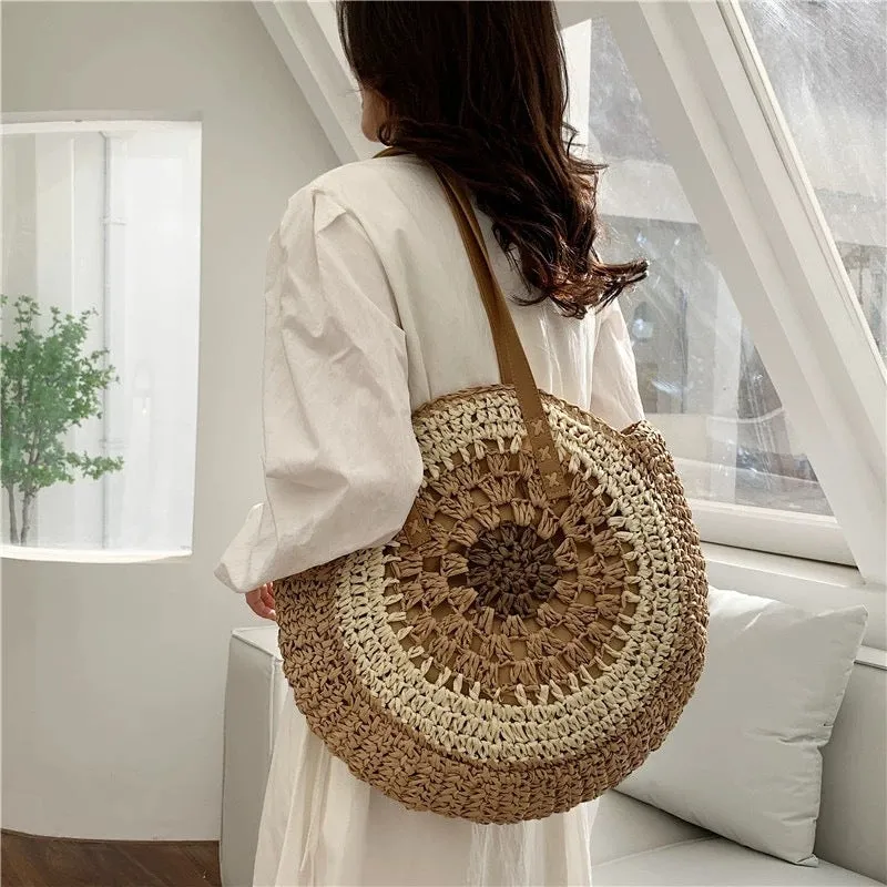 6-Color Adjustable 42cm Woven Bag Cotton x International shipping 25cm Large Tote Beach – | Bag Rope Shoulder Handmade Strap Hurry now