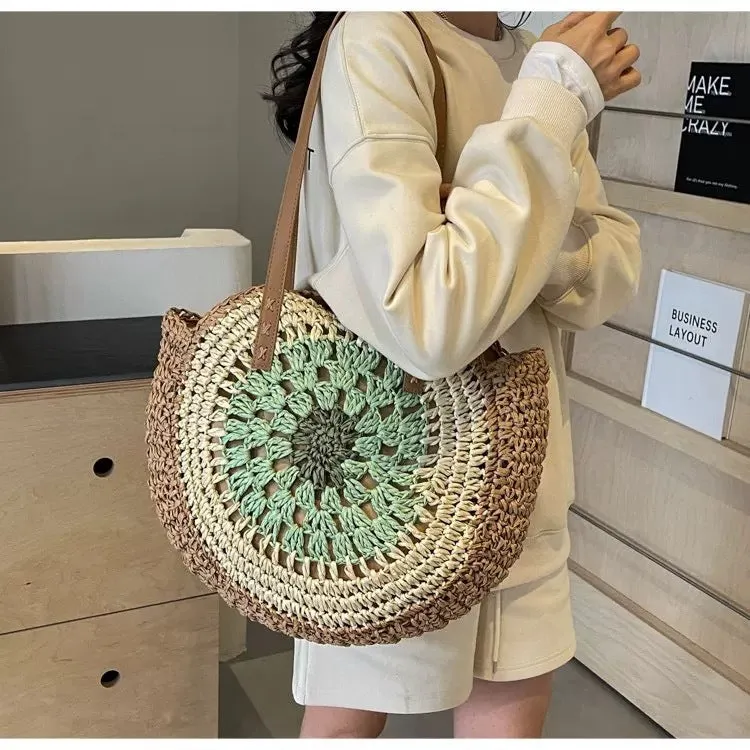 6-Color Adjustable 42cm Woven Bag Cotton x International shipping 25cm Large Tote Beach – | Bag Rope Shoulder Handmade Strap Hurry now