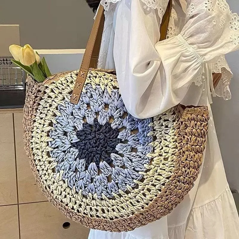 6-Color Adjustable 42cm Woven Bag Cotton x International shipping 25cm Large Tote Beach – | Bag Rope Shoulder Handmade Strap Hurry now