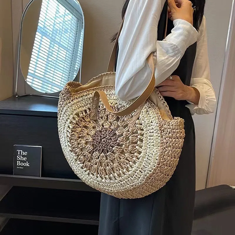 6-Color Adjustable 42cm Woven Bag Cotton x International shipping 25cm Large Tote Beach – | Bag Rope Shoulder Handmade Strap Hurry now