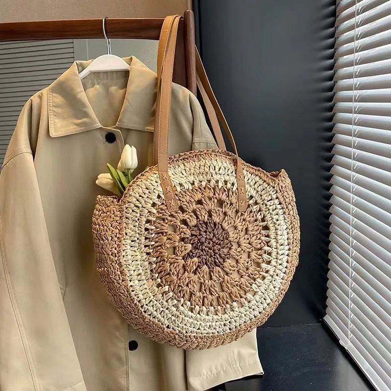 6-Color Adjustable 42cm Woven Bag Cotton x International shipping 25cm Large Tote Beach – | Bag Rope Shoulder Handmade Strap Hurry now