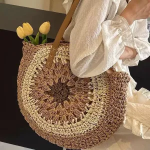 6-Color Adjustable 42cm Woven Bag Cotton x International shipping 25cm Large Tote Beach – | Bag Rope Shoulder Handmade Strap Hurry now