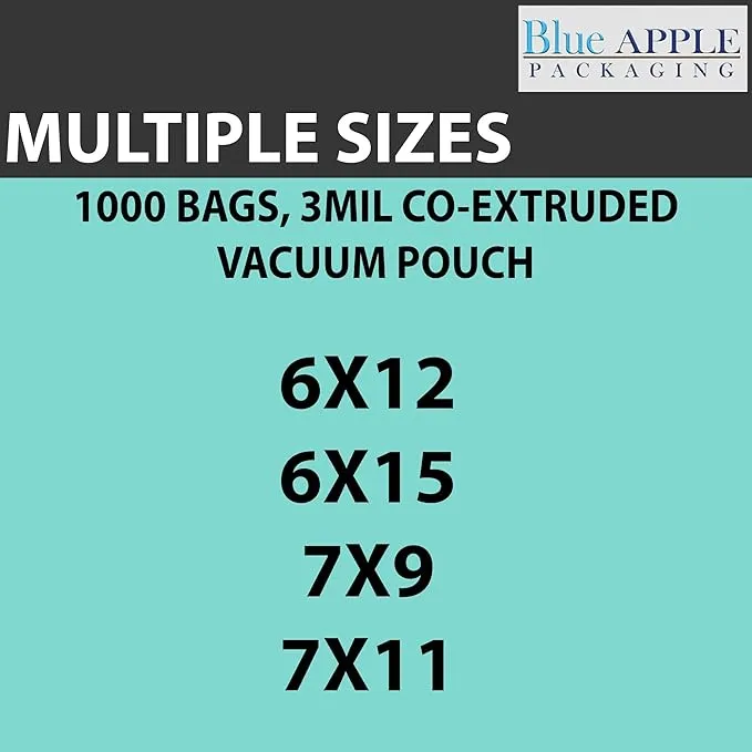 6X12 inches Vacuum Seal Bags for Food Packaging 3 Mil Co-Extruded