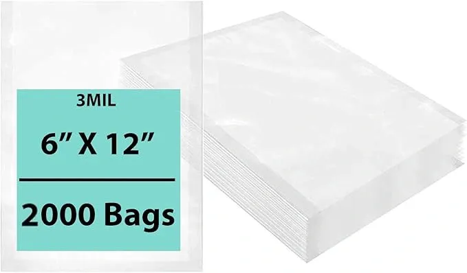 6X12 inches Vacuum Seal Bags for Food Packaging 3 Mil Co-Extruded