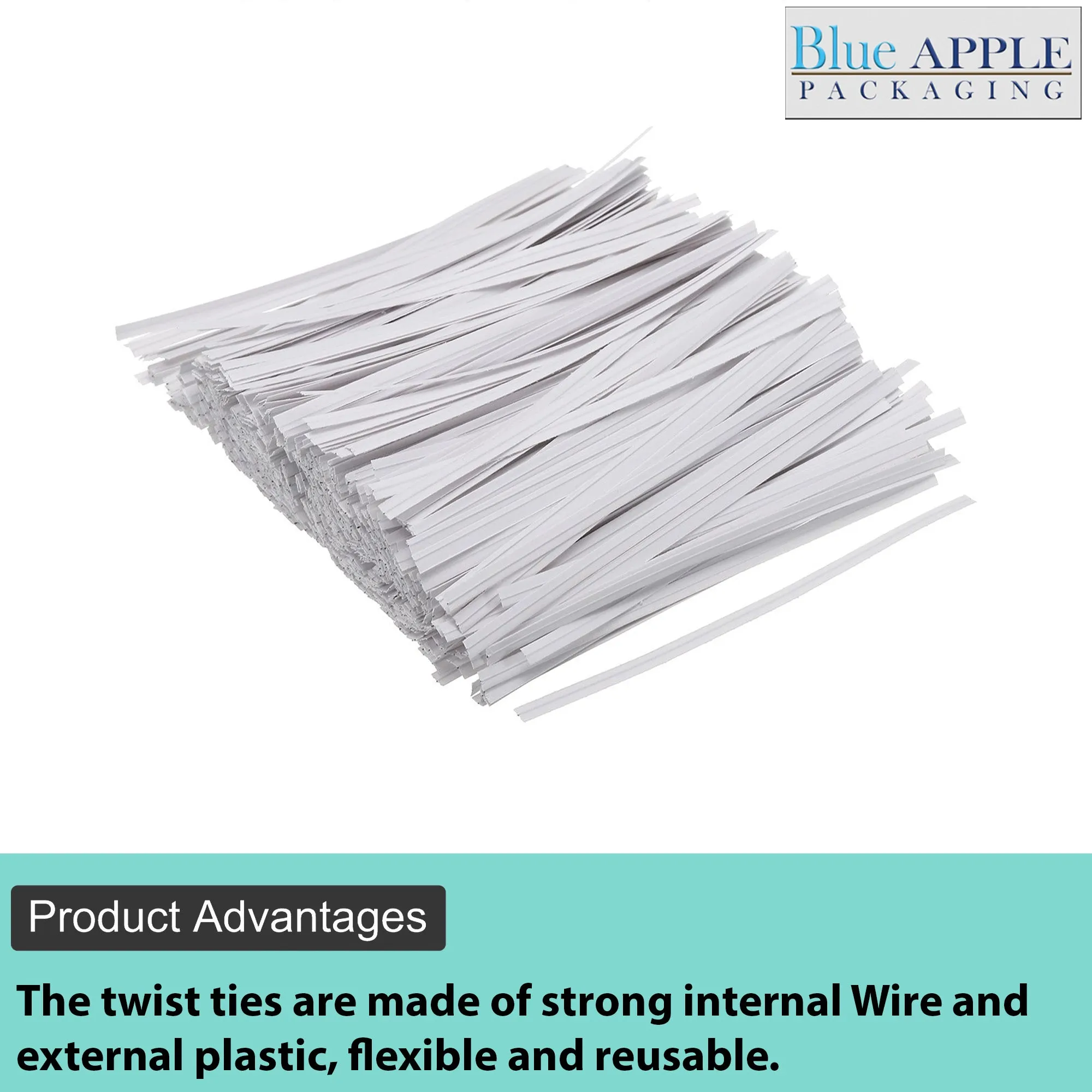 7 Inch Pre-cut Blue Plastic Twist Ties for Bags