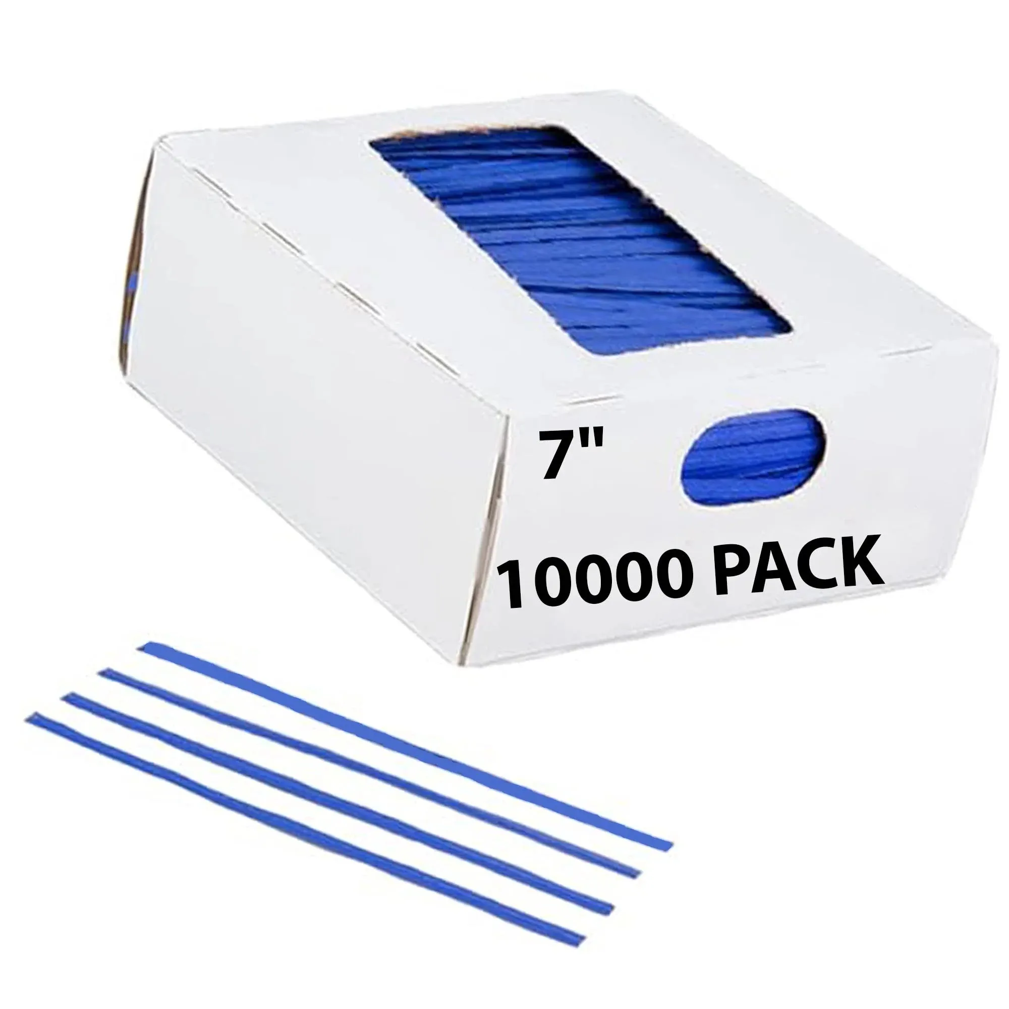 7 Inch Pre-cut Blue Plastic Twist Ties for Bags