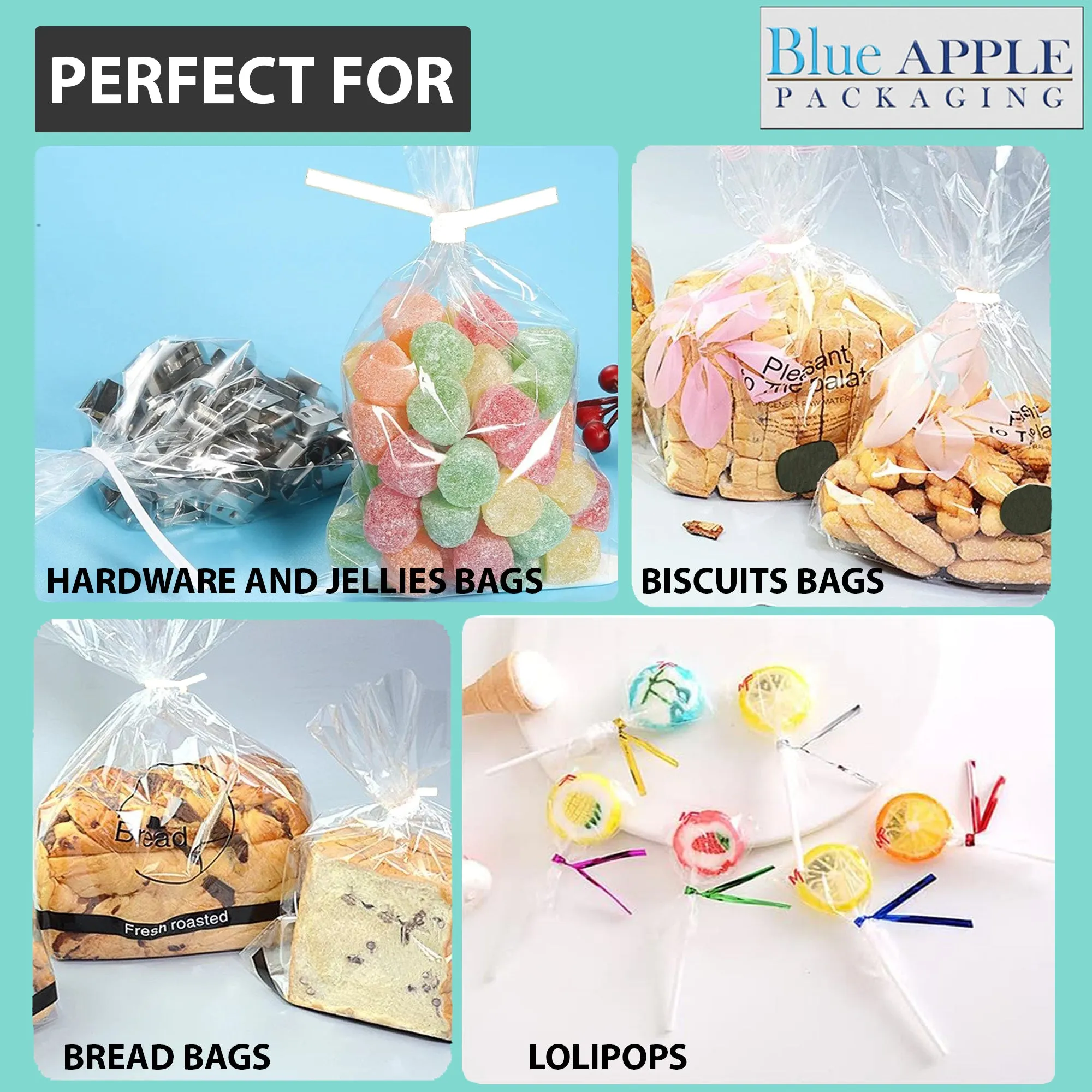 7 Inch Pre-cut Blue Plastic Twist Ties for Bags
