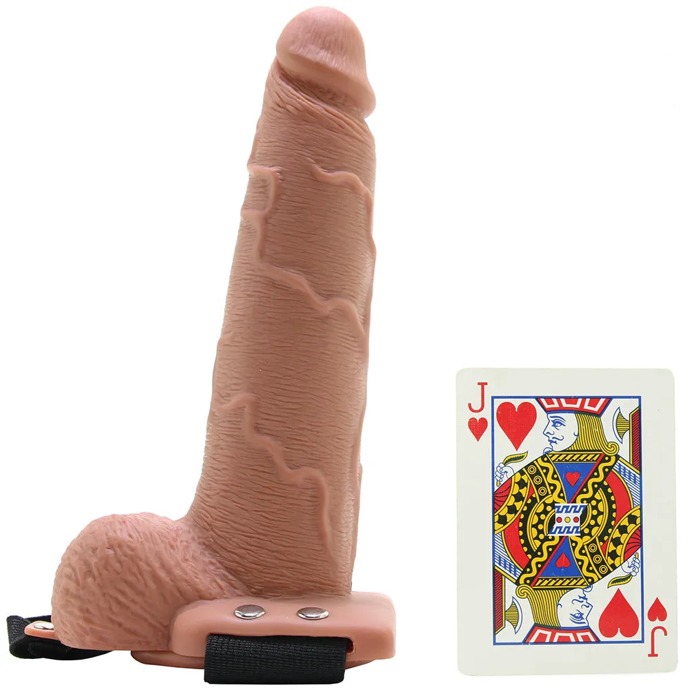 7.5 Inch Hollow Squirting Strap-On with Balls in Tan