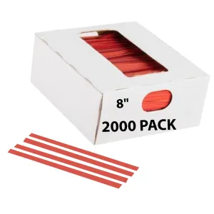 8 Inch Pre-cut Red Plastic Twist Ties for Bags