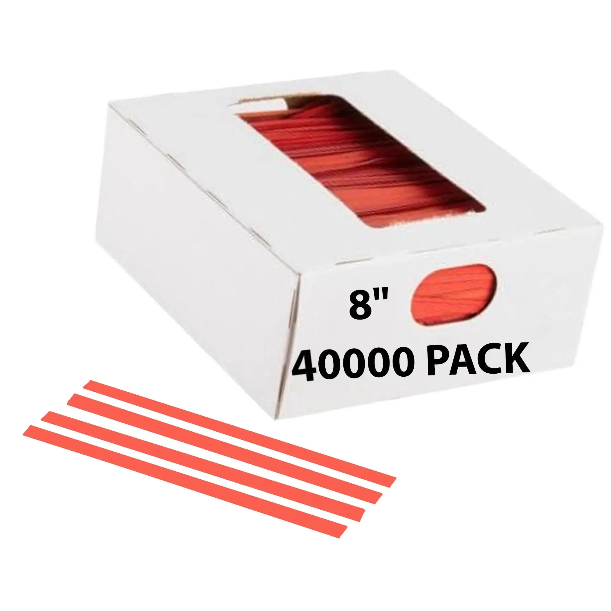 8 Inch Pre-cut Red Plastic Twist Ties for Bags