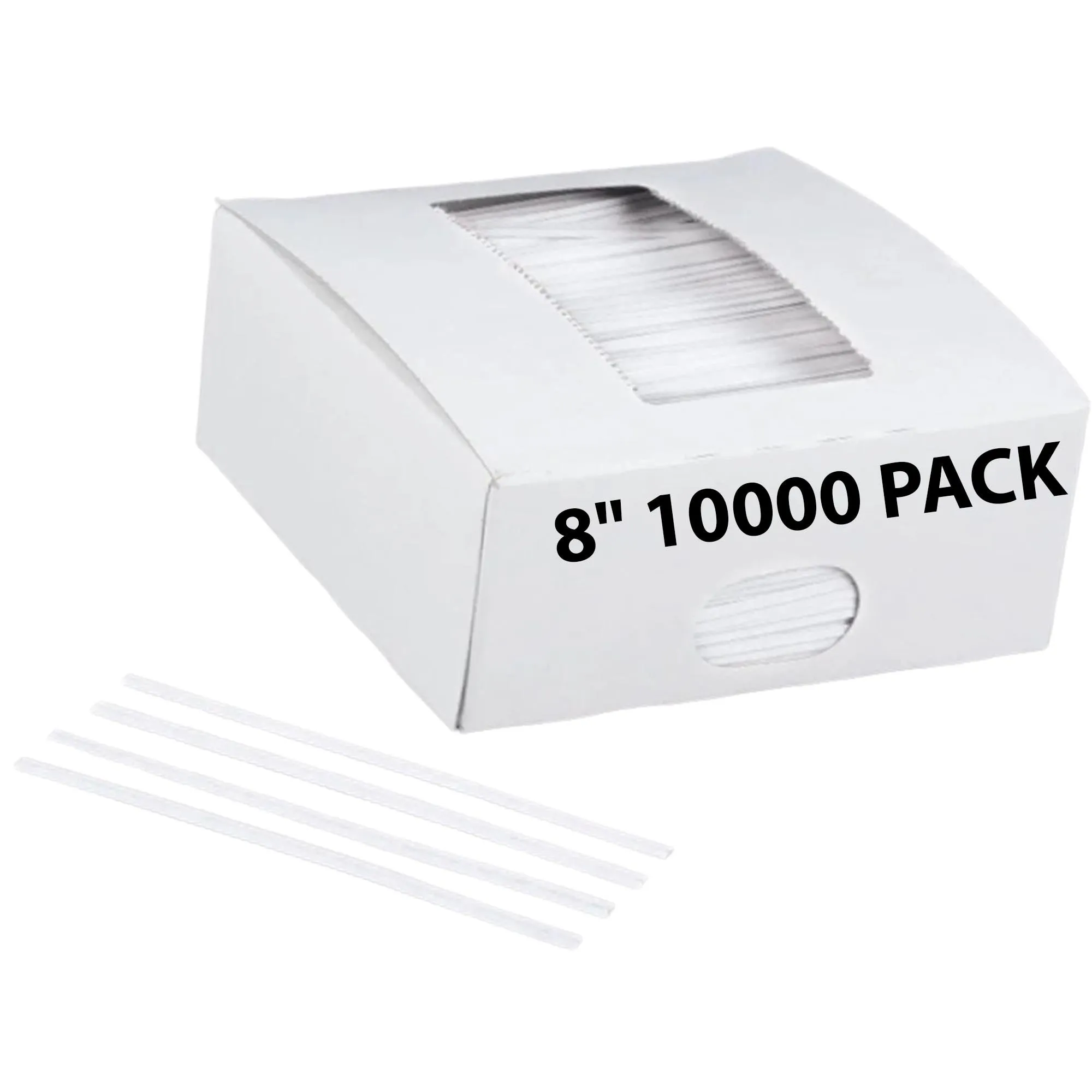 8 Inch Pre-cut White Plastic Twist Ties for Bags