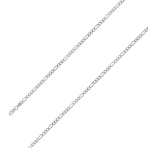 925 Sterling 4mm Silver Rhodium Plated Figaro Chain Size- 7"