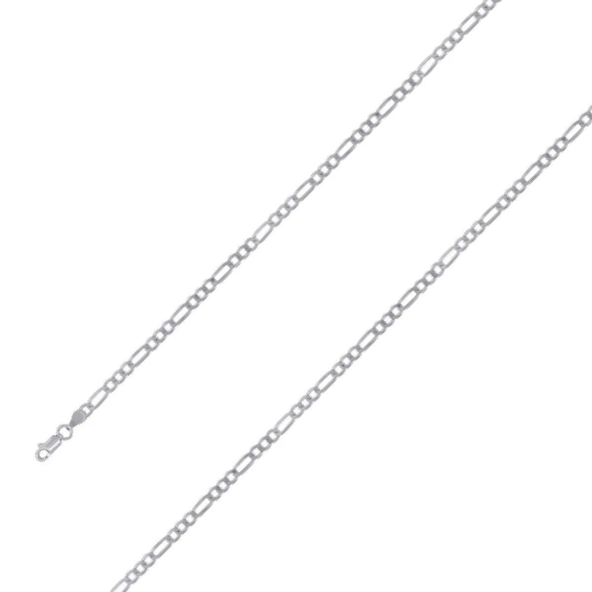 925 Sterling 4mm Silver Rhodium Plated Figaro Chain Size- 7"