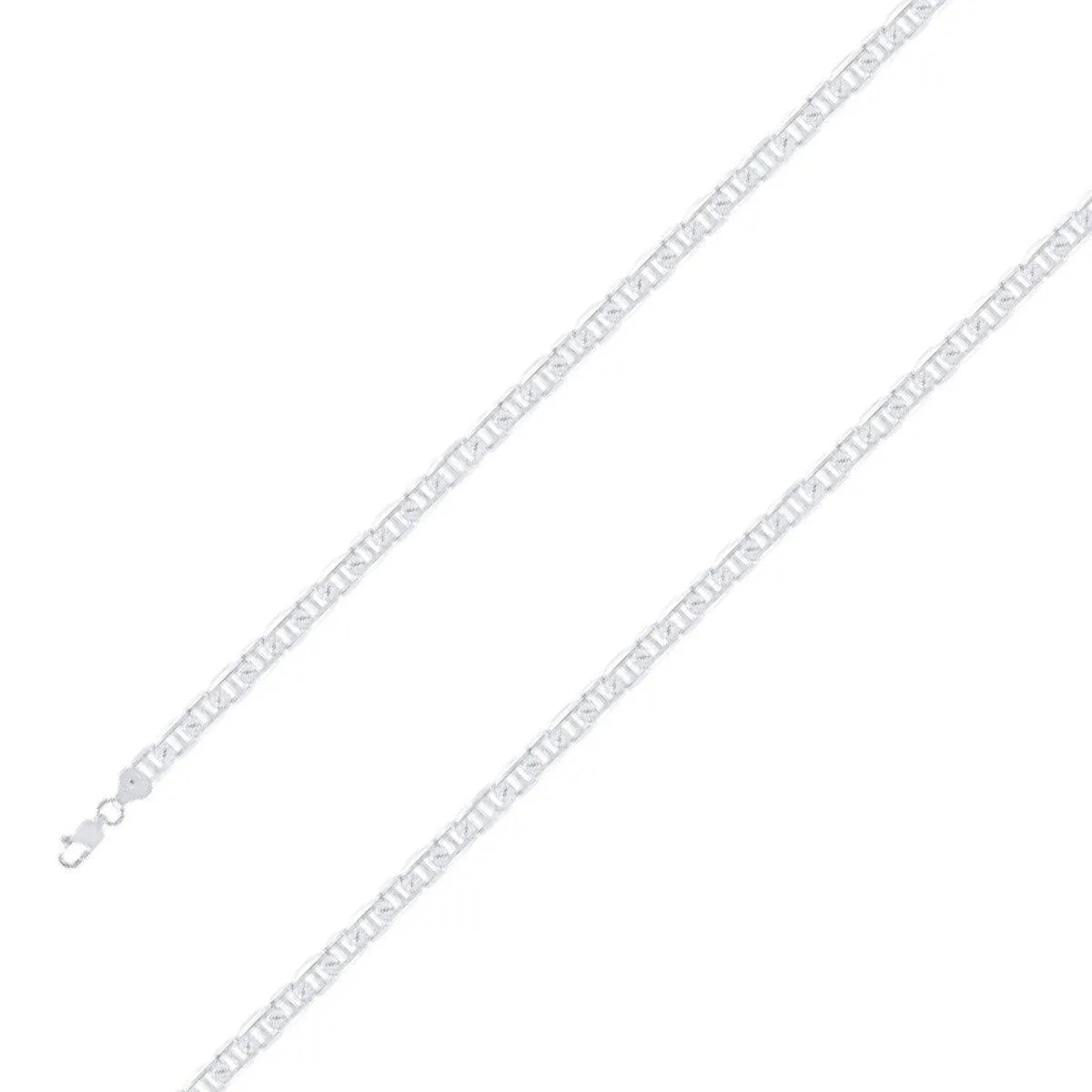 925 Sterling 5mm Silver Diamond Cut Mariner Chain Size- 7"
