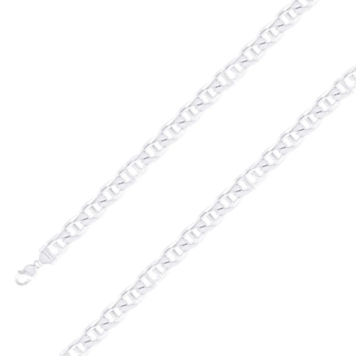 925 Sterling 9.5mm Silver Classic Mariner Chain Size- 7"