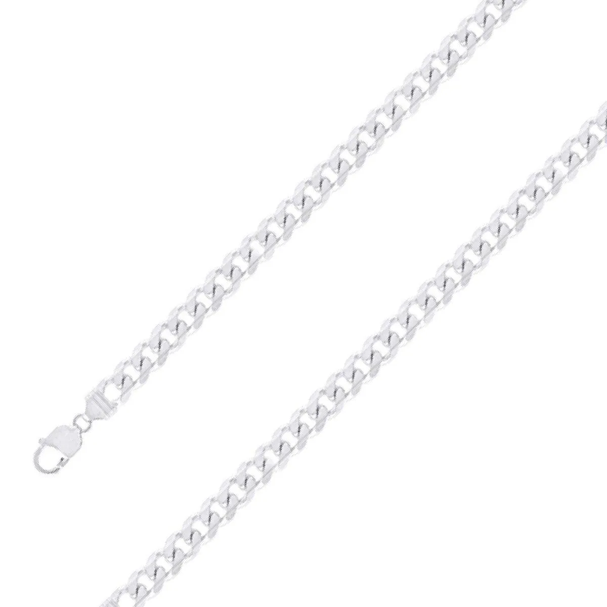 925 Sterling 9.5mm Silver Finish Classic Cuban Chain Size- 7"