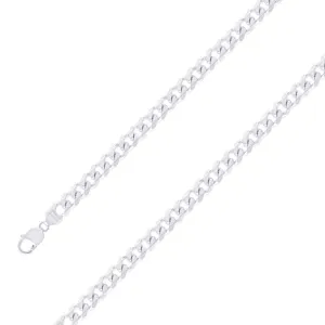 925 Sterling 9.5mm Silver Finish Classic Cuban Chain Size- 8"