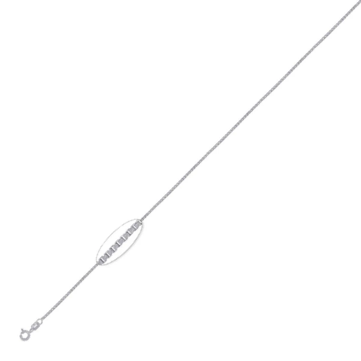 925 Sterling Silver 1.4mm Rhodium Plated Pendant Bracelet  10" Unisex