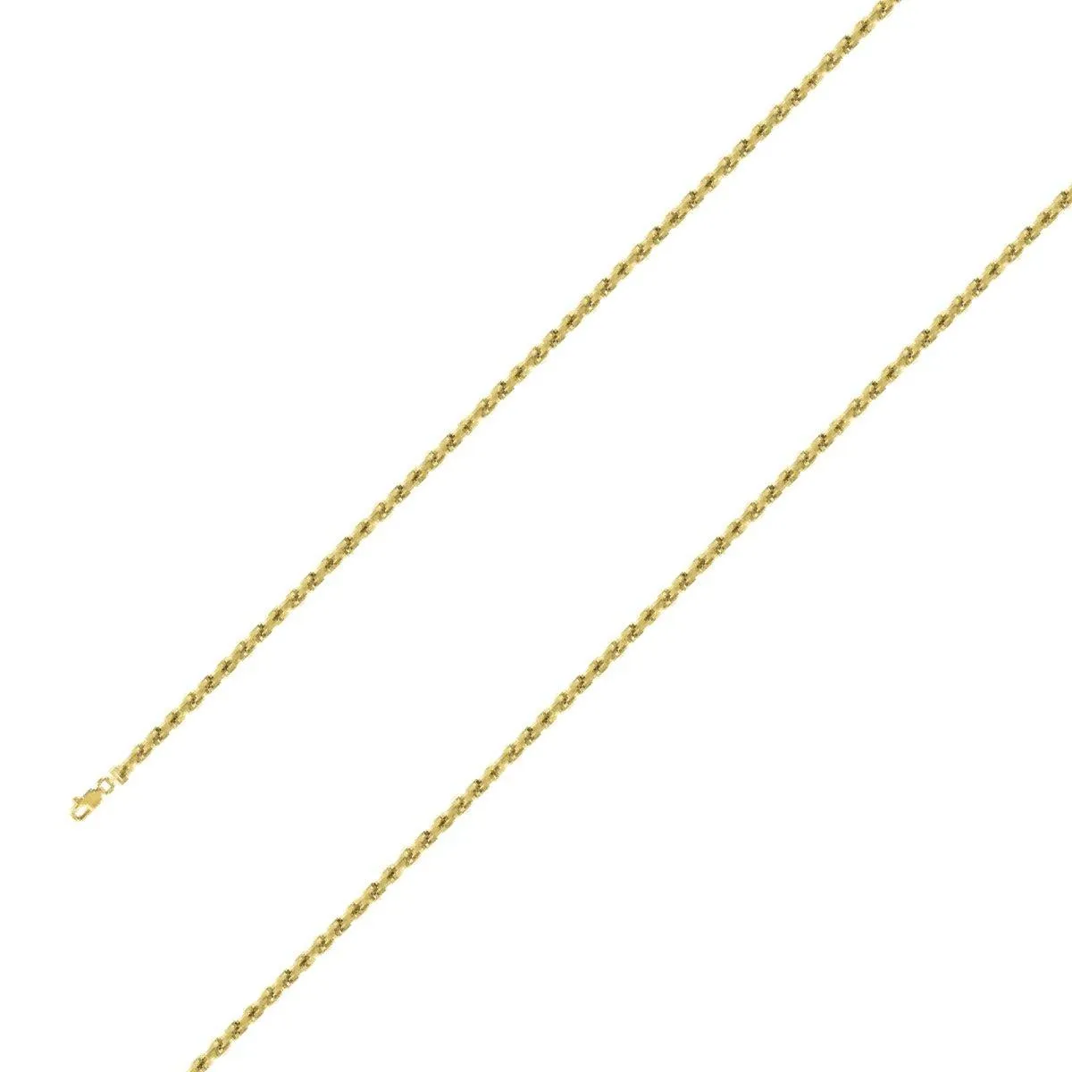 925 Sterling Silver 2.5mm Yellow Gold Plated Rope Chain Size- 8"