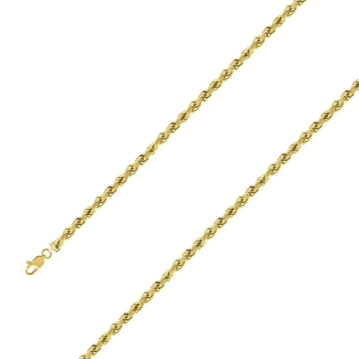 925 Sterling Silver 4.5mm Yellow Gold Plated Rope Chain Size- 7"