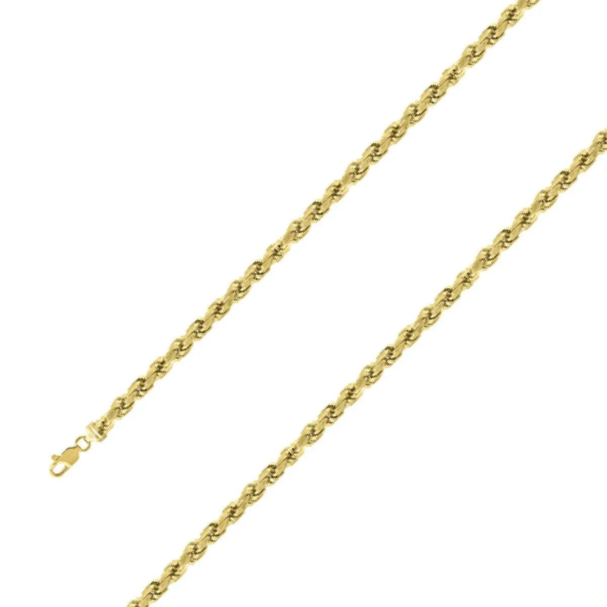 925 Sterling Silver 5mm Yellow Gold Plated Rope Chain Size- 8"