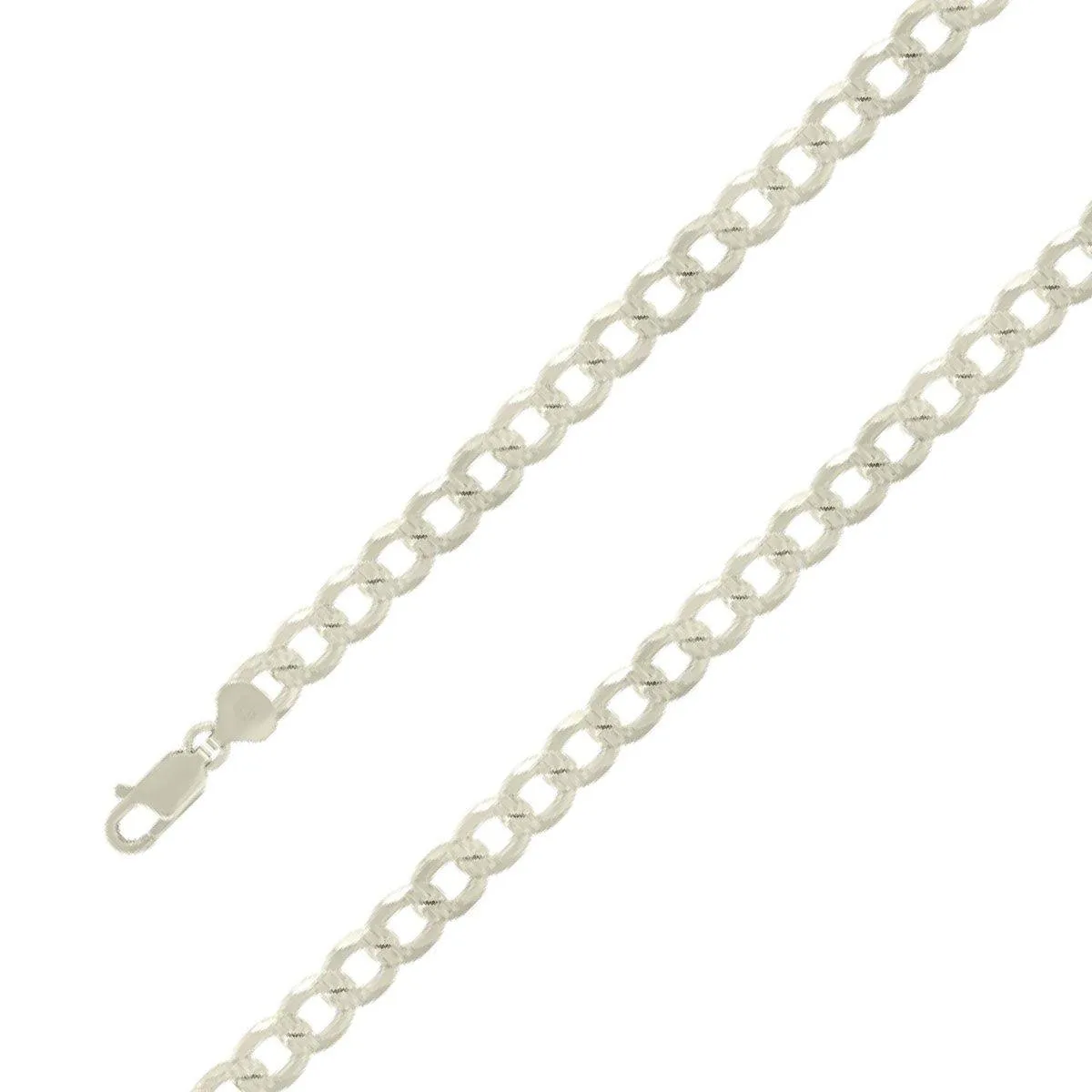 925 Sterling Silver 9.5mm E-Coated Diamond Cut Cuban Chain Size- 8"