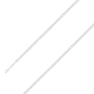 925 Sterling Silver Finish 4mm Diamond Cut Classic Cuban Chain Size- 8"