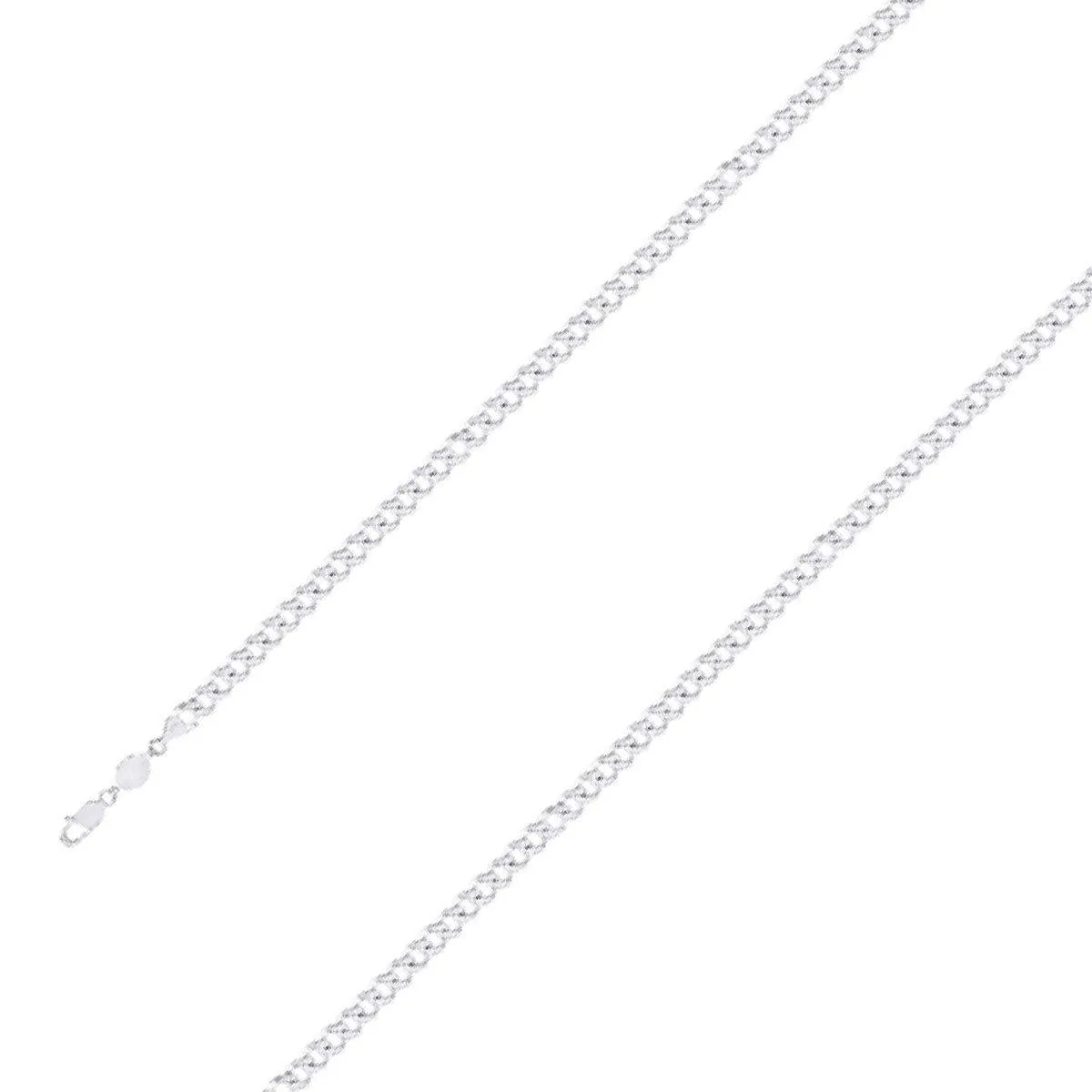 925 Sterling Silver Finish 4mm Diamond Cut Classic Cuban Chain Size- 8"