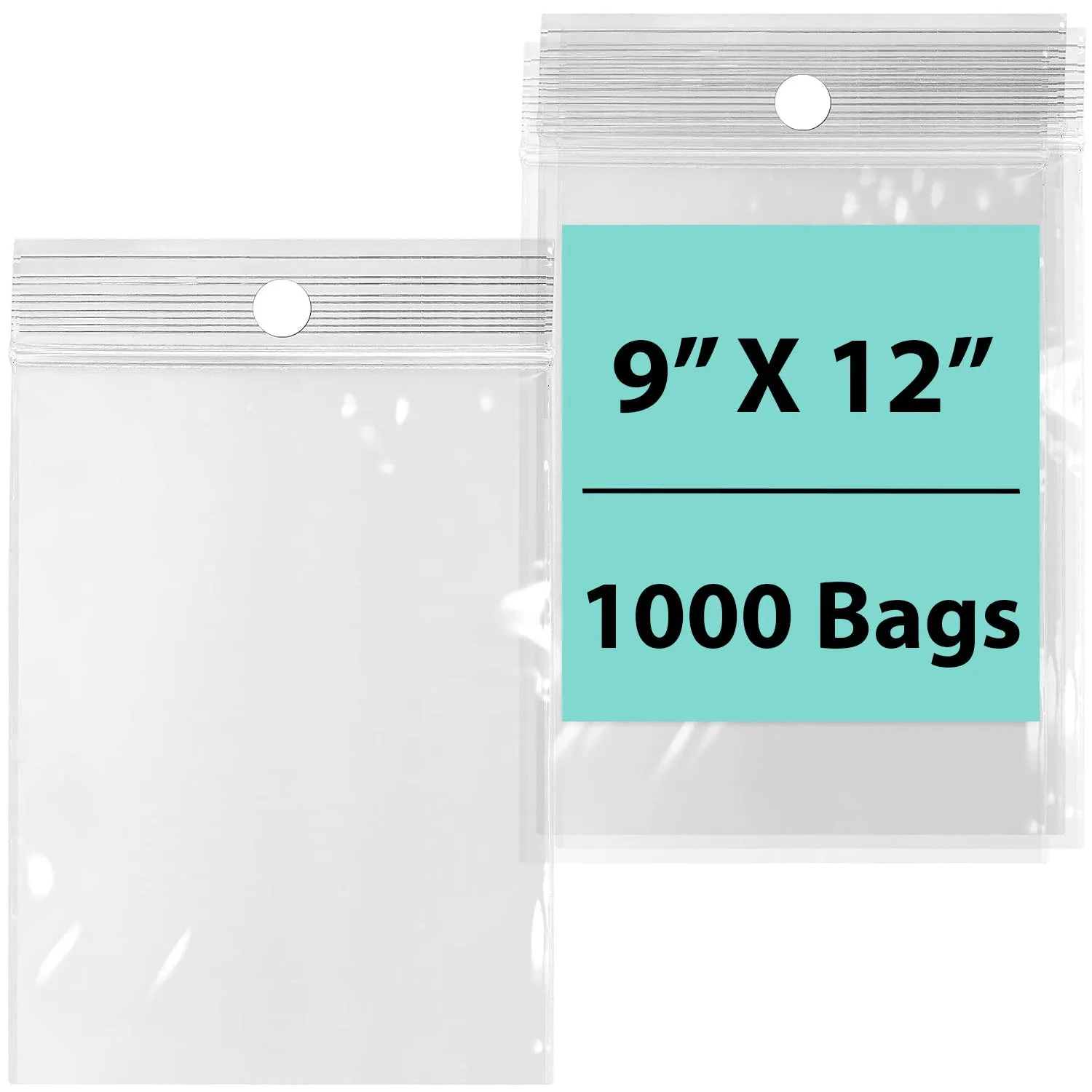 9X12 inches Reclosable Poly Bags with Hang Hole 4 Mil (LDPE) Single Track Zipper