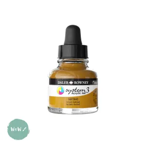 ACRYLIC INK - OPAQUE - Daler Rowney - SYSTEM 3 - 29.5ml Pipette Bottle -  GOLD IMIT