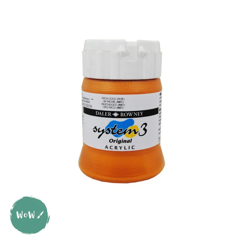 ACRYLIC PAINT - Daler Rowney - SYSTEM 3 -  250ml pot -	Rich Gold (Hue)