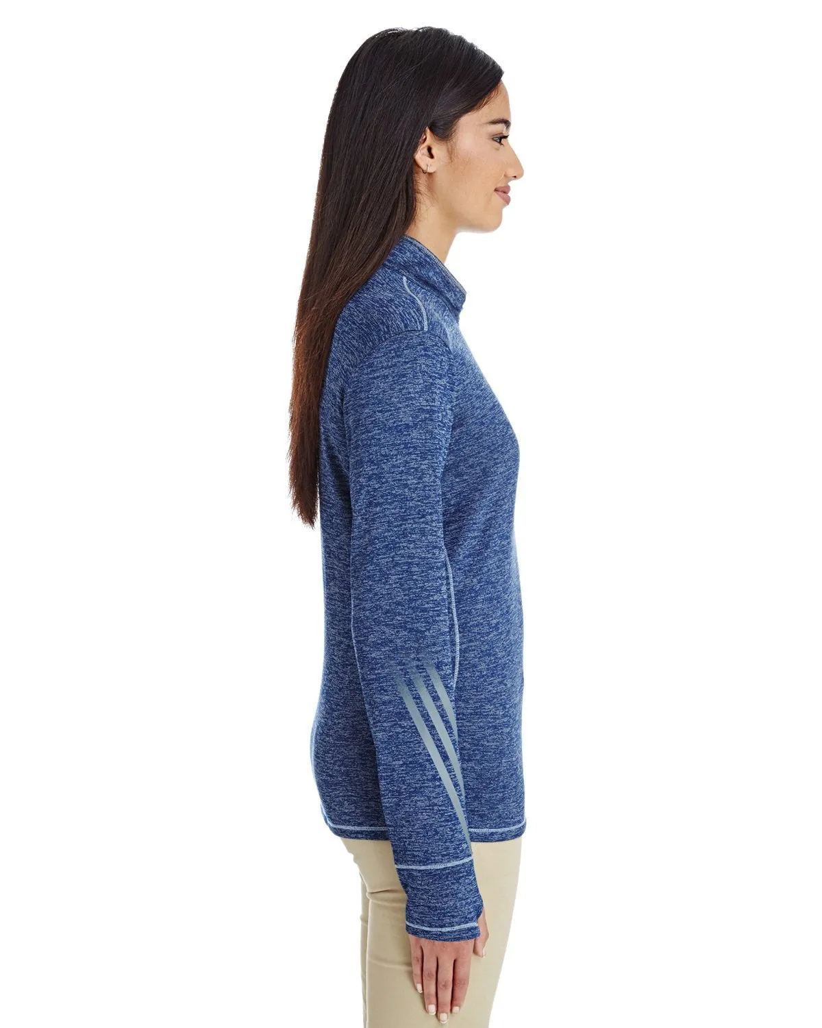 adidas Golf Ladies' 3-Stripes Heather Quarter-Zip A285 COL ROYAL MELANG