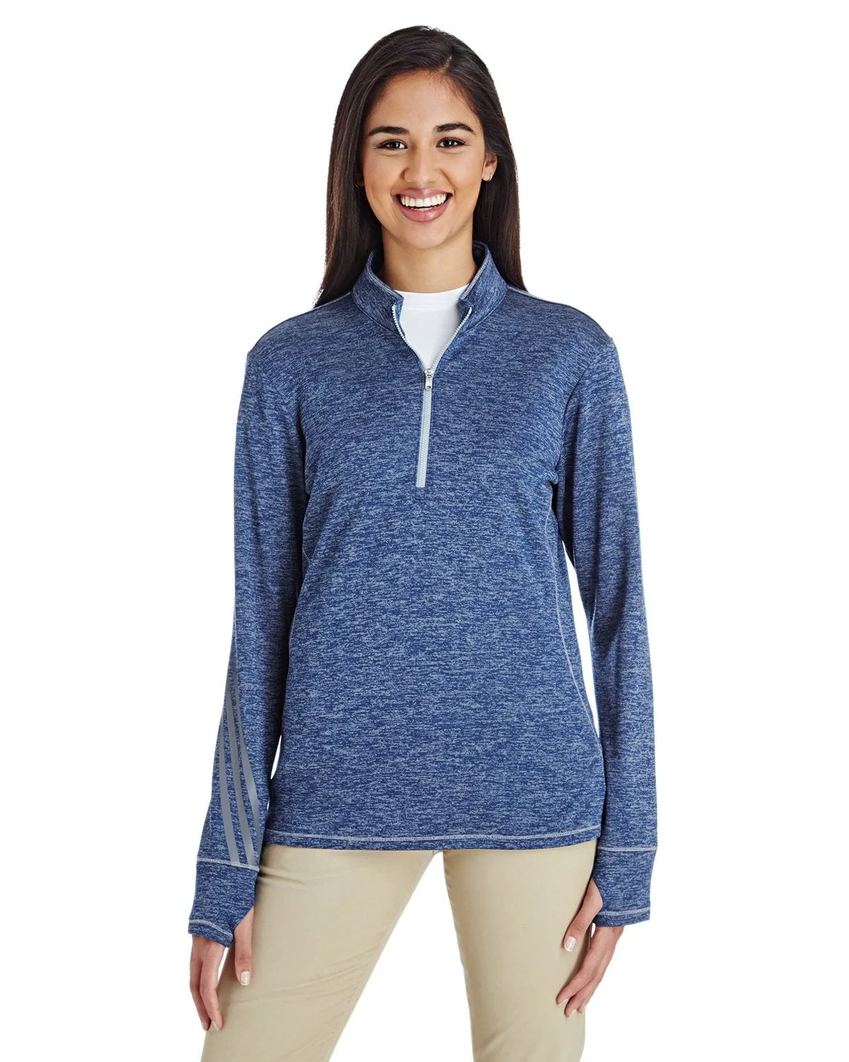 adidas Golf Ladies' 3-Stripes Heather Quarter-Zip A285 COL ROYAL MELANG
