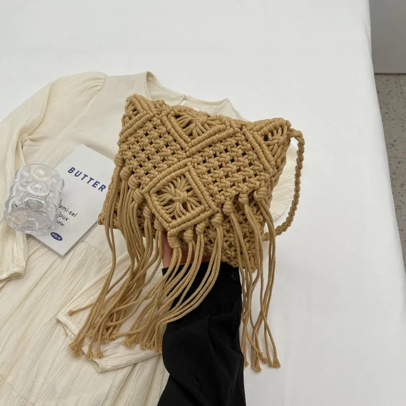 Affordable Approx. Shoulder with | – Square Long 18cm Boho Strap x &amp; Woven Tote Smooth transaction Worldwide shipping Bag Beach 50cm 17cm Strap