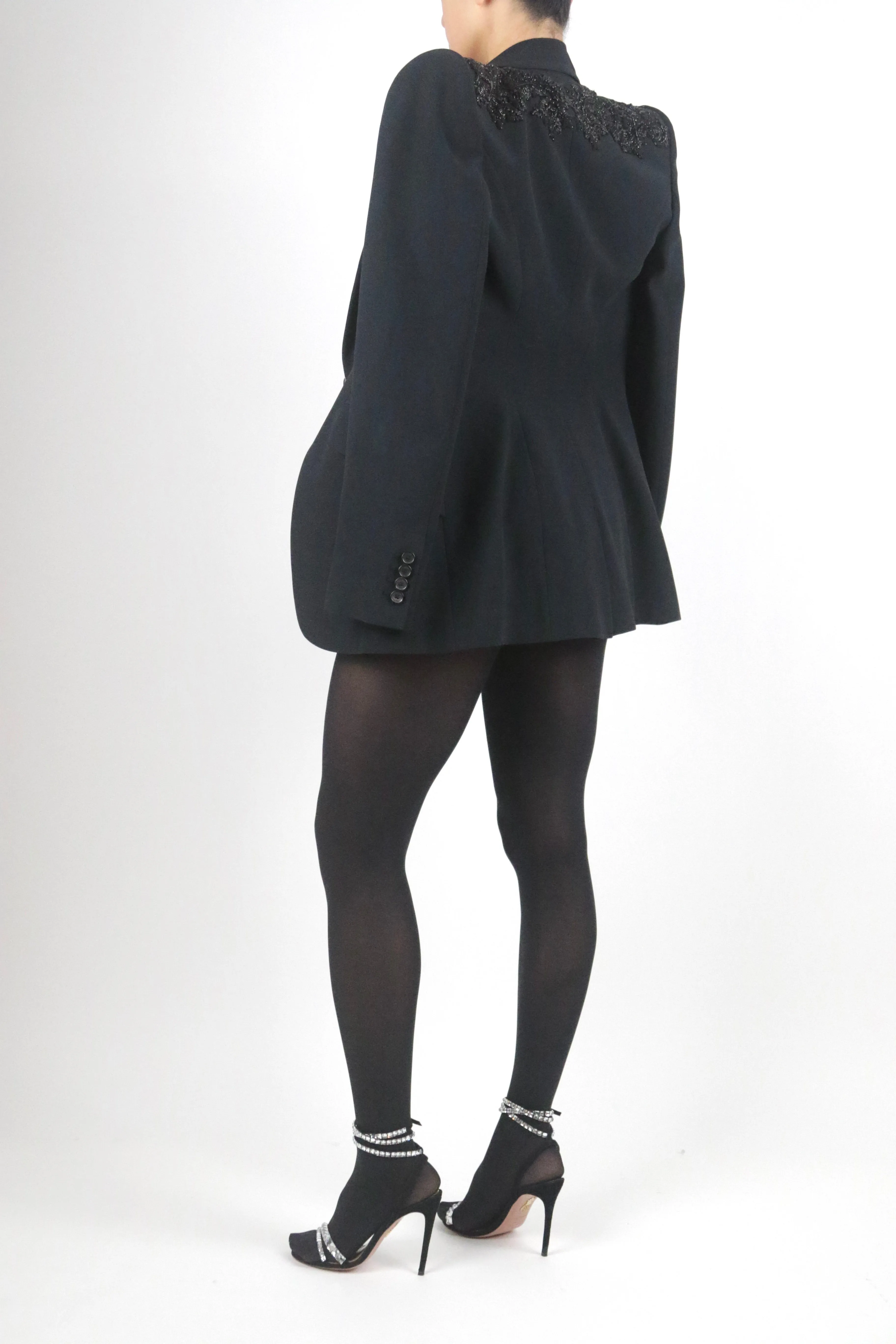 Alexander McQueen Beaded Single Breasted Black Blazer