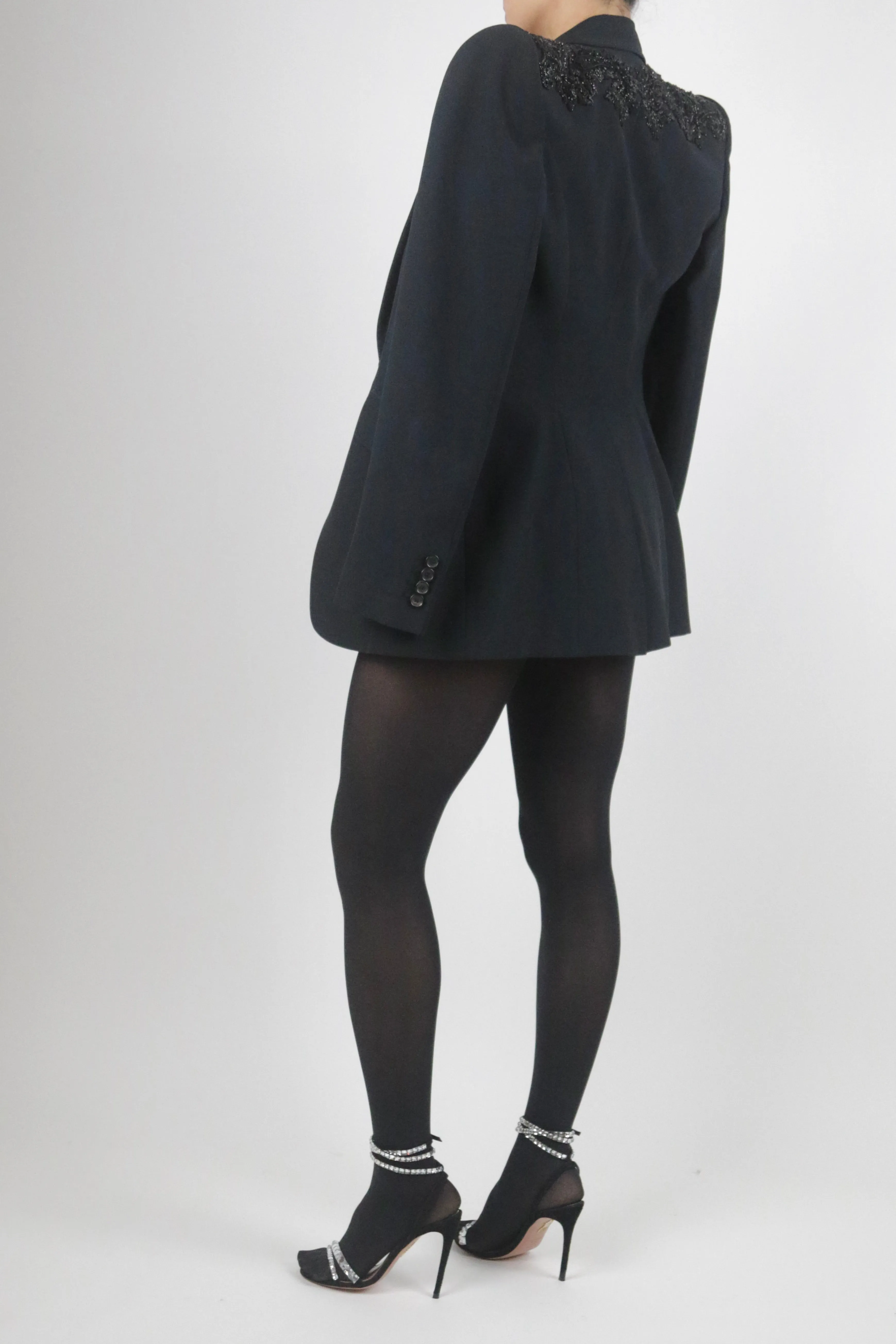 Alexander McQueen Beaded Single Breasted Black Blazer