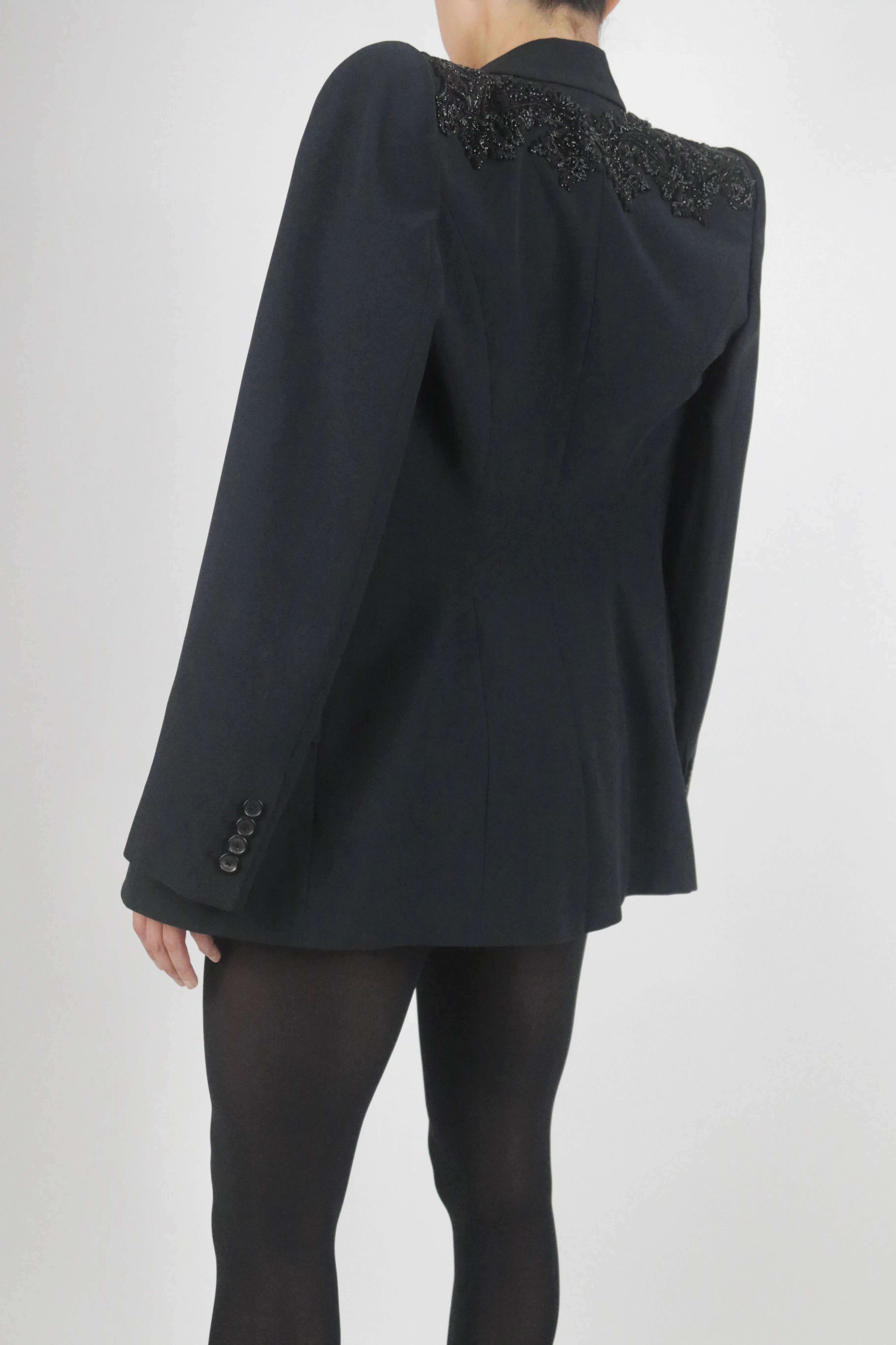 Alexander McQueen Beaded Single Breasted Black Blazer